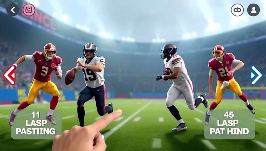 Indian NFL Rising Stars control interface showing swipe gestures for passing and running with Hindi labels