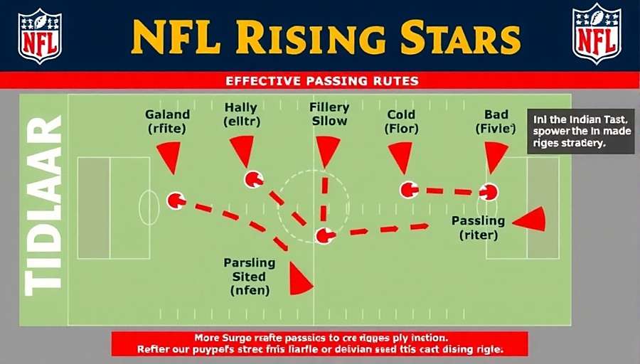 Indian NFL Rising Stars strategy guide showing effective passing routes with Hindi annotations