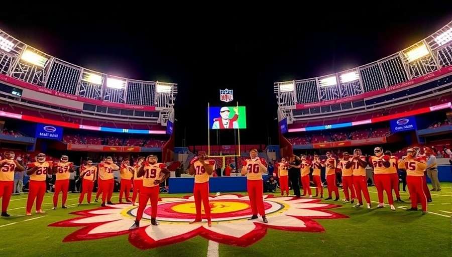 Indian NFL Rising Stars Diwali event showing stadium decorated with lights and rangoli, players in special festive uniforms